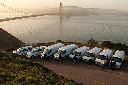 American Leak Detection Trucks Golden Gate Bridge San Francisco